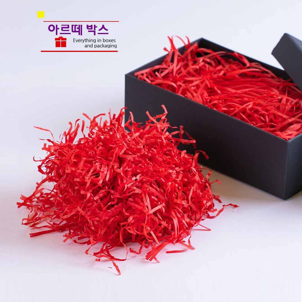 A 종이 완충제 스타핑 종이완충재 주름지 쵸핑 빨강색 100g 포장 장식 재료 - 상품 이미지