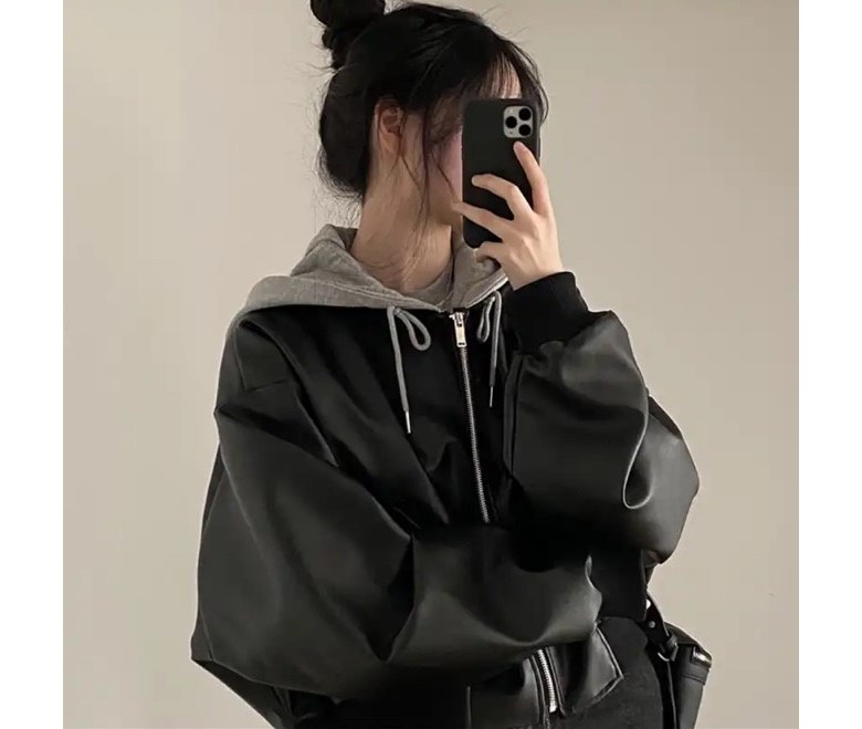 [호댕몰/자체제작] 가을 간절기 데일리 후드 레더 가죽자켓 - 상세 이미지 2