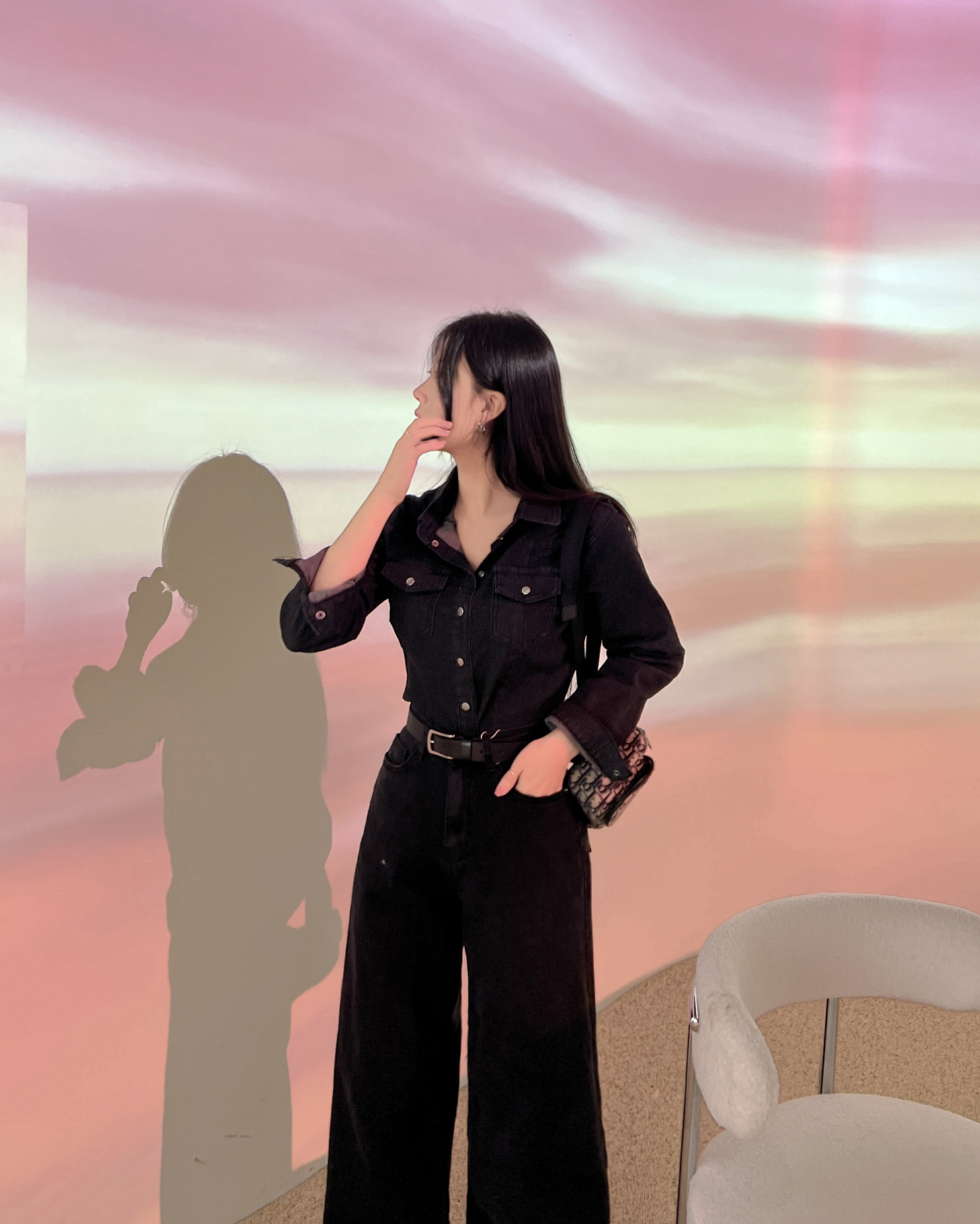 여자흑청바지 통청바지 통큰청바지 블랙진 - 상세 이미지 4