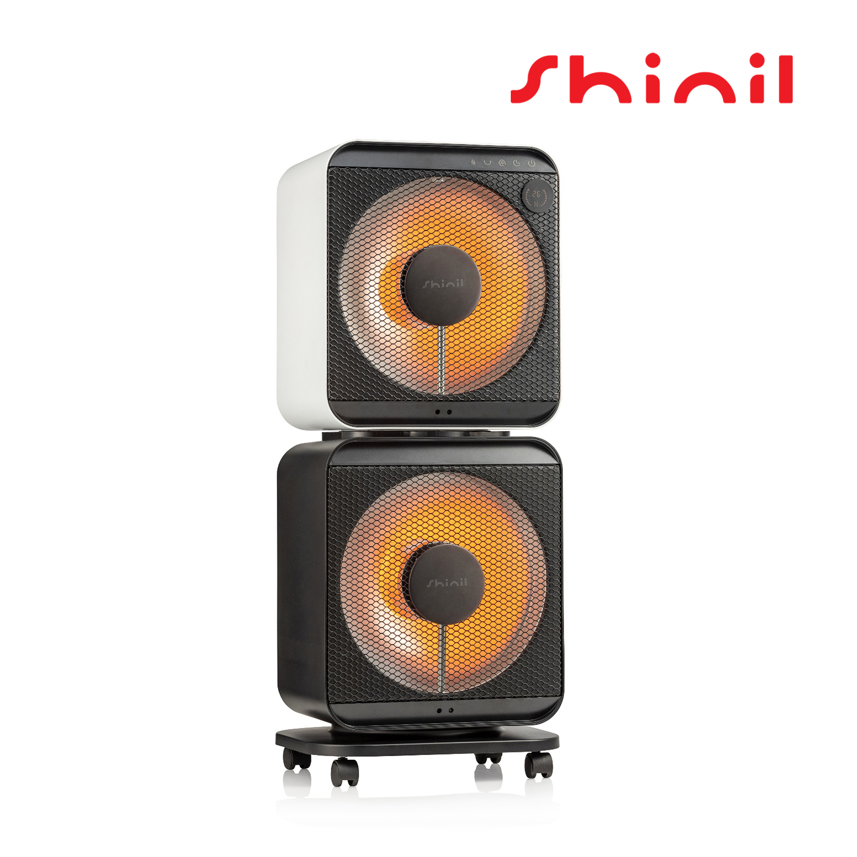 신일 전기히터 하이라이트 전기난로 에코팬큐브 온열기 난방기 스토브 2구 레드블랙