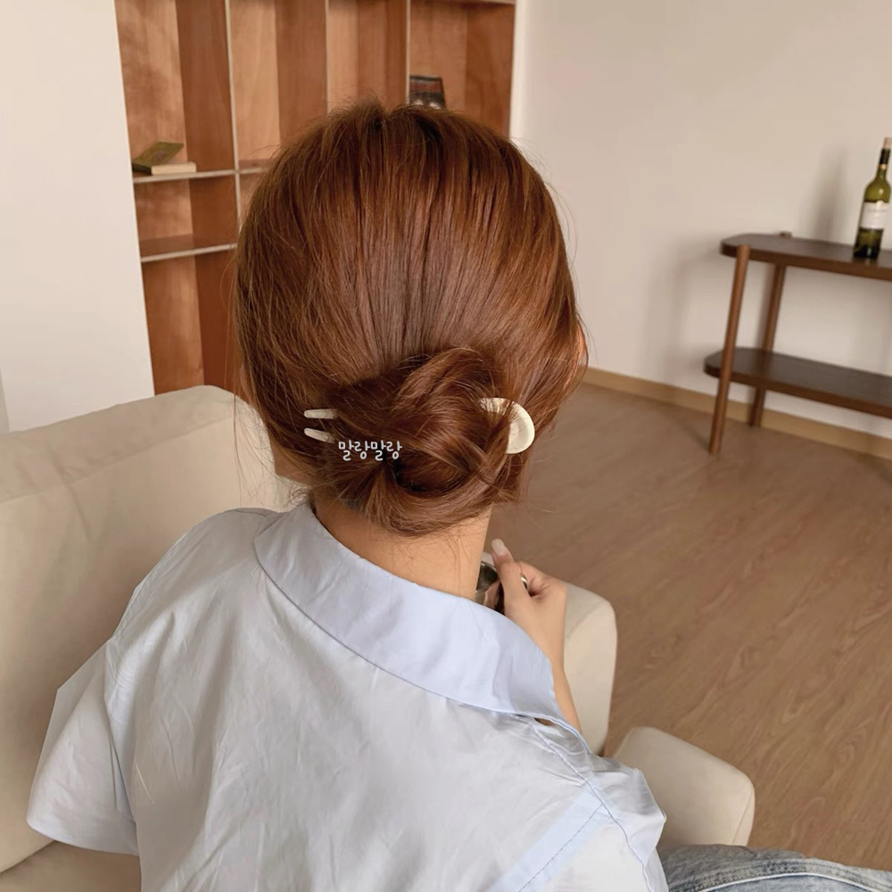 무광 올림머리 U자비녀 반묶음머리핀 업스타일 유핀 - 상품 이미지