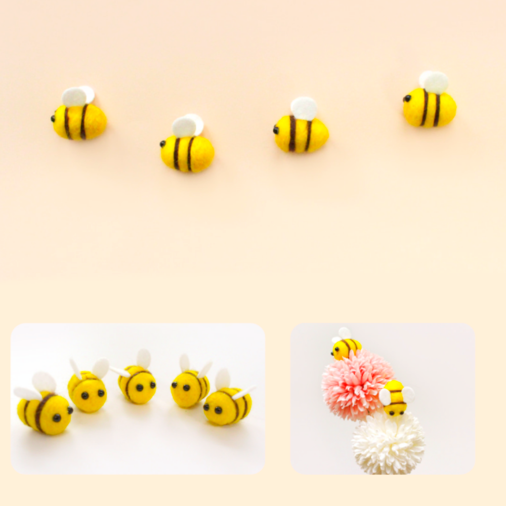 귀여운꿀벌모양 노란색양모펠트 1개입 꾸미기만들기재료 포인트인형