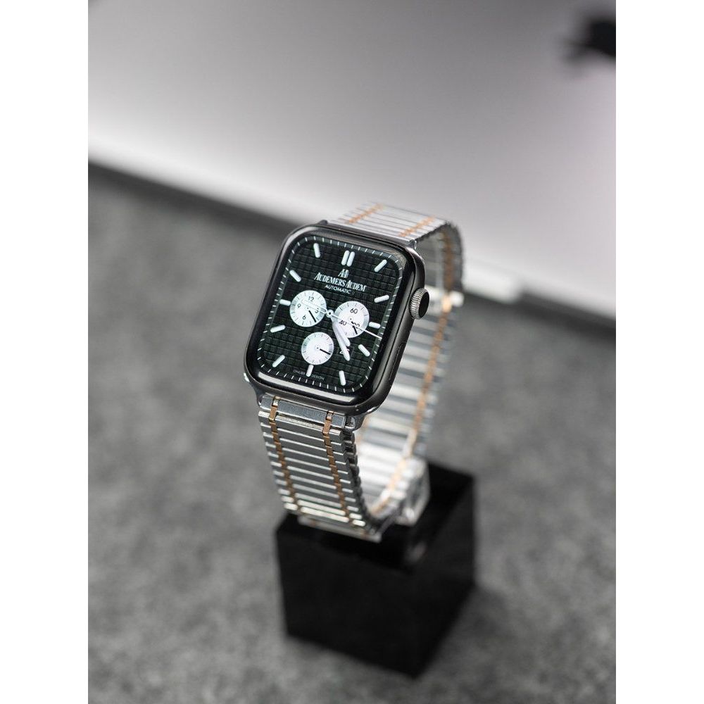 애플워치10 10세대 밀라노 스트랩 메탈 투톤 밴드 은 46mm (10세대에 적합) - 상품 이미지