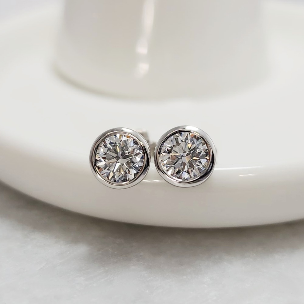 랩그로운 다이아몬드 베젤 1부2부 다이아 피어싱 귀걸이