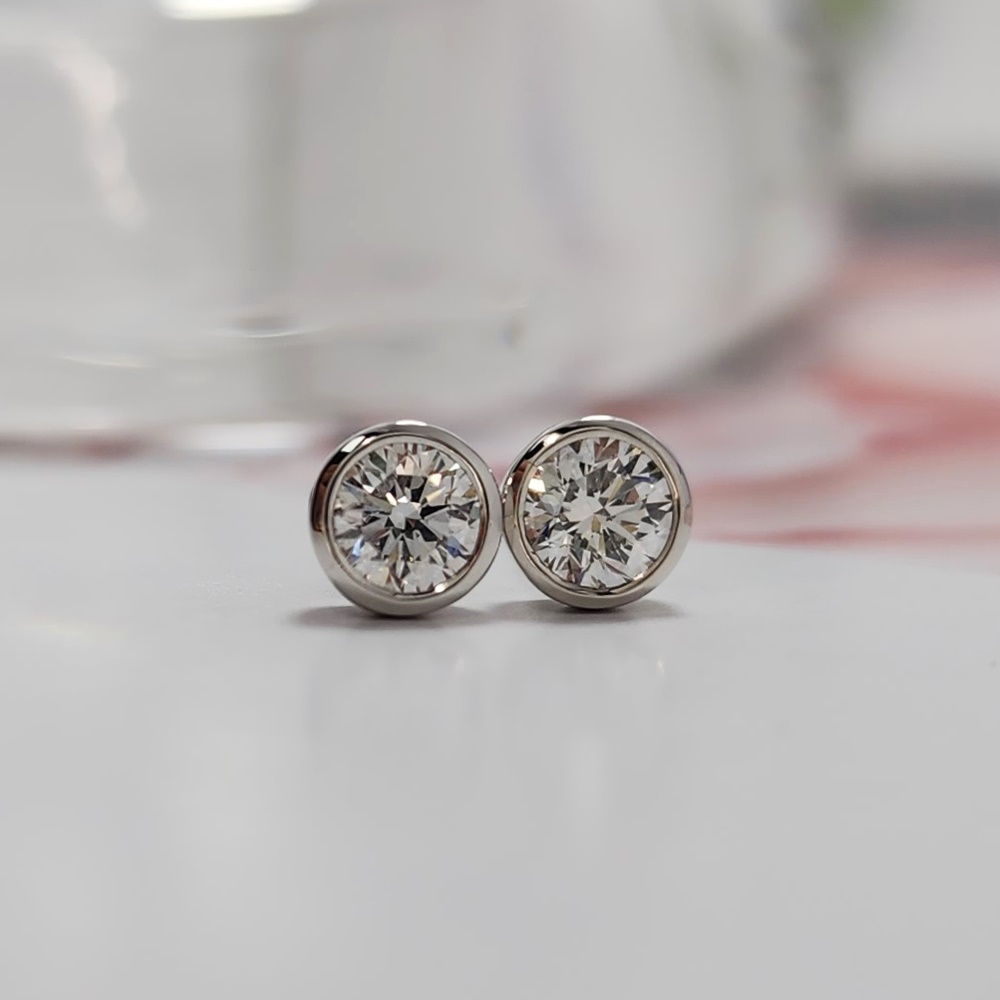 랩그로운 다이아몬드 베젤 1부2부 다이아 피어싱 귀걸이