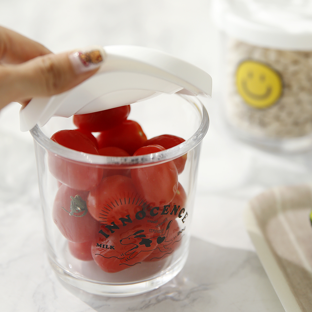 스마일 유리병 잼병 밀폐용기 수체청 과일청 원두병 프렌치자 370ml 이미지 8