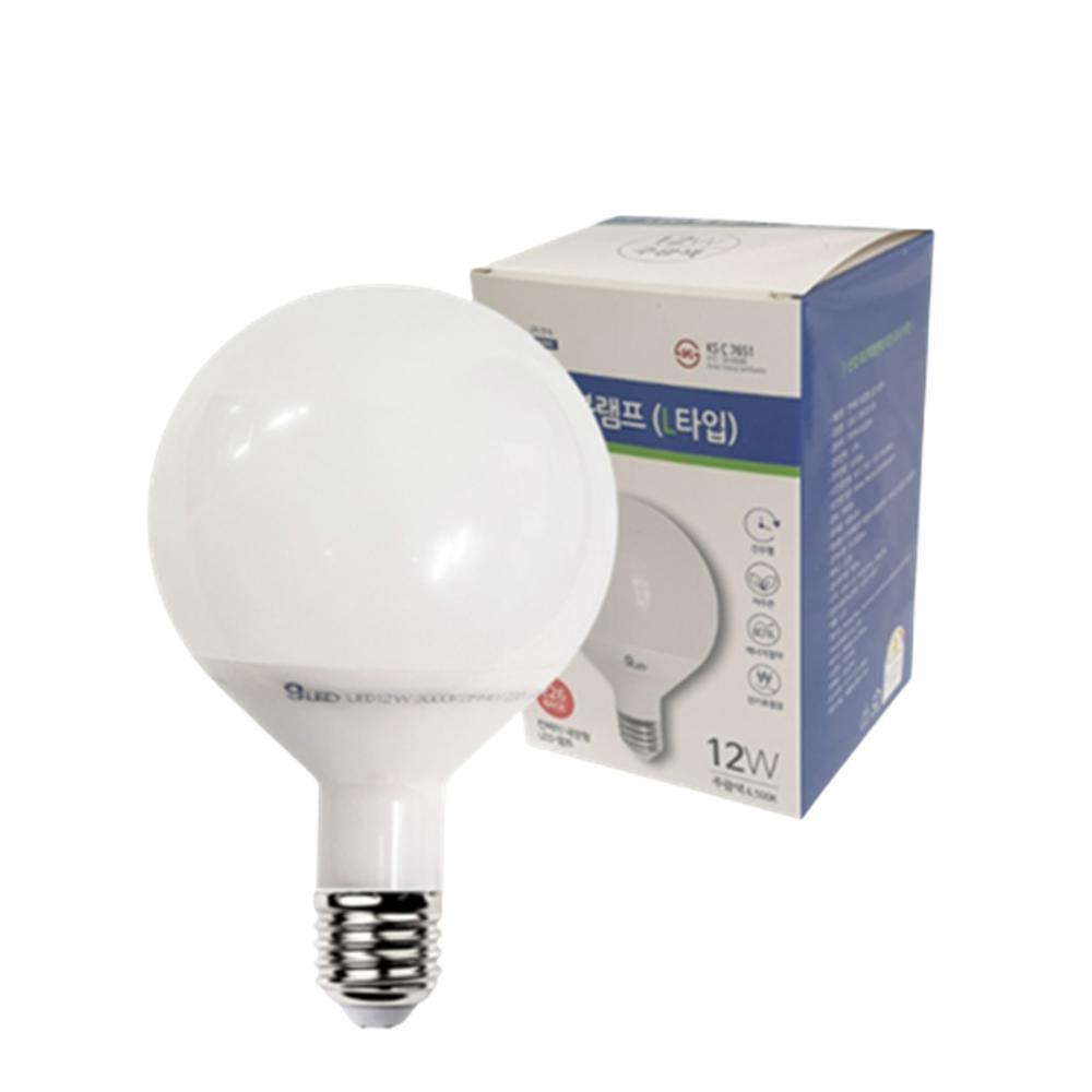 LED볼전구 컨버터내장형 공모양 램프 E26 12W, LONG, 주광색 6500K