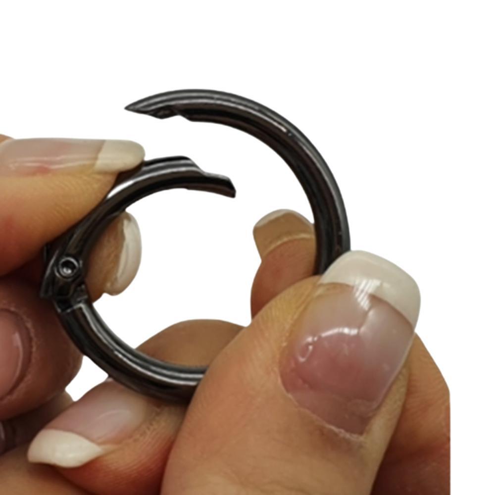 아연합금 열쇠고리 부자재 키링 원형링 원터치 자동잠금 지름 33mm 빈티지 유광 블랙