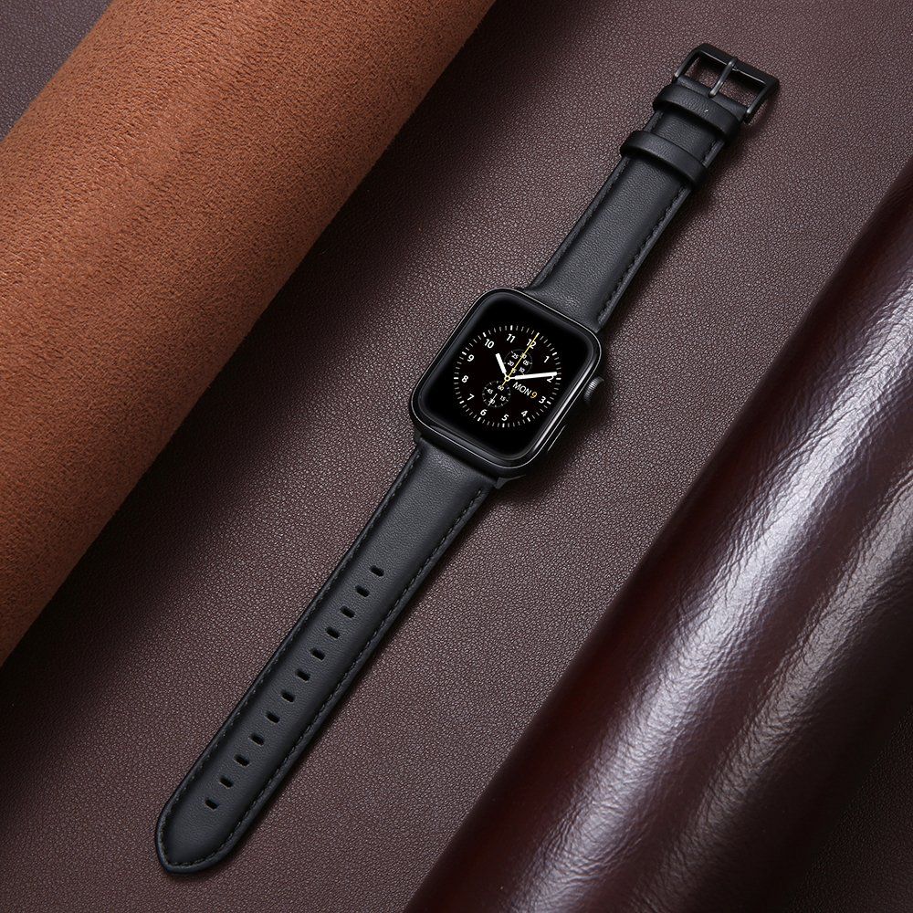 애플워치10 10세대 가죽 스트랩 브라운 패턴 손목 밴드 검은색 40mm(iwatch4/5/6/se 세대) - 상세 이미지 2