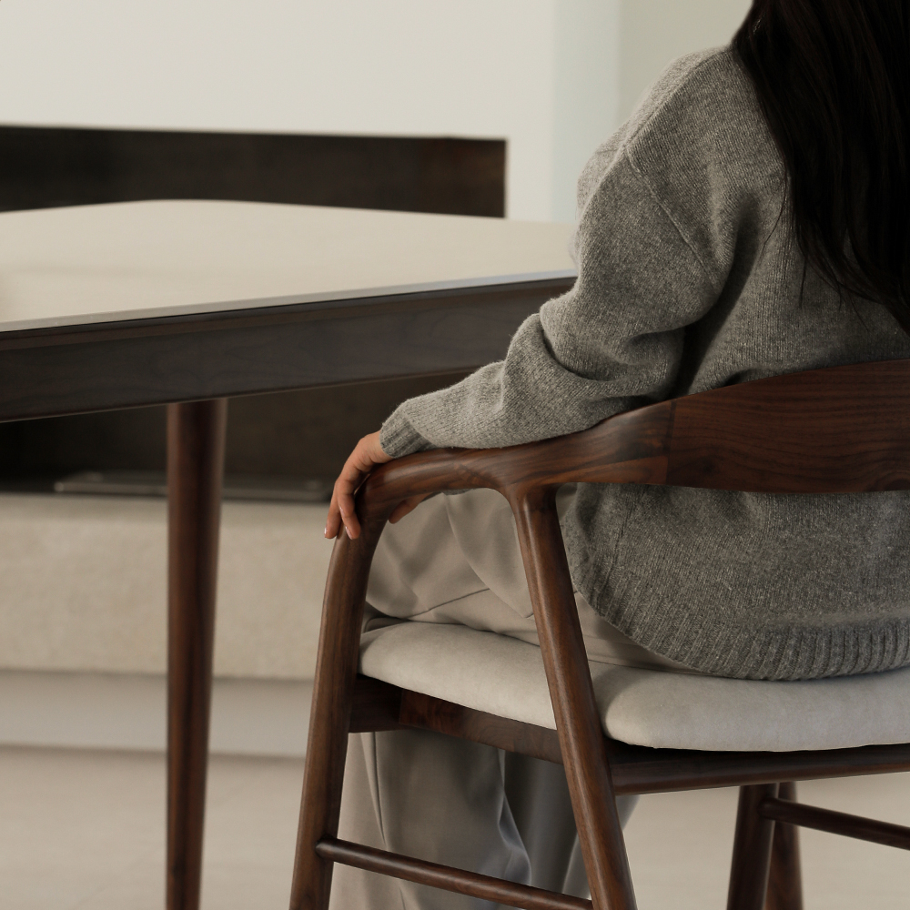 라미에스 베른 월넛 호두나무 포세린 세라믹 식탁세트 6인용 1800 의자3 벤치1