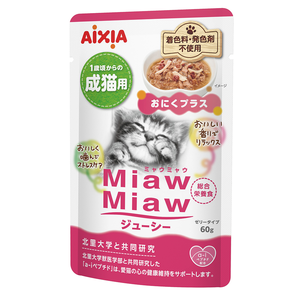아이시아 먀우먀우 쥬시 파우치 고양이 습식 고기플러스, 60g, 1개 - 메인 이미지