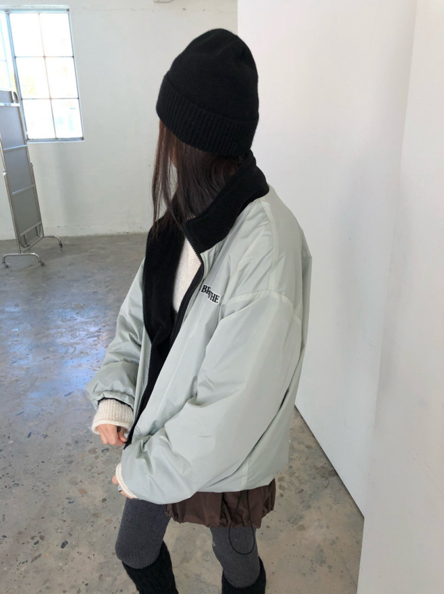 양면 리버시블 점퍼 여성 루즈핏 캐주얼 스트릿 리버서블 하이넥 집업 후리스 (3col) 상세 이미지 17