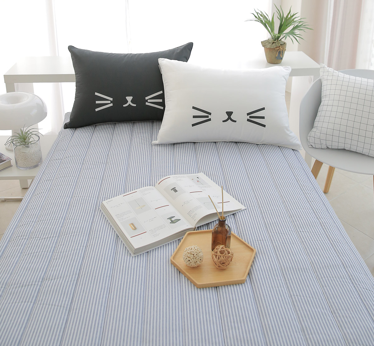 이불패드 침대패드 스트라이프 알러지케어 고정밴드 SS