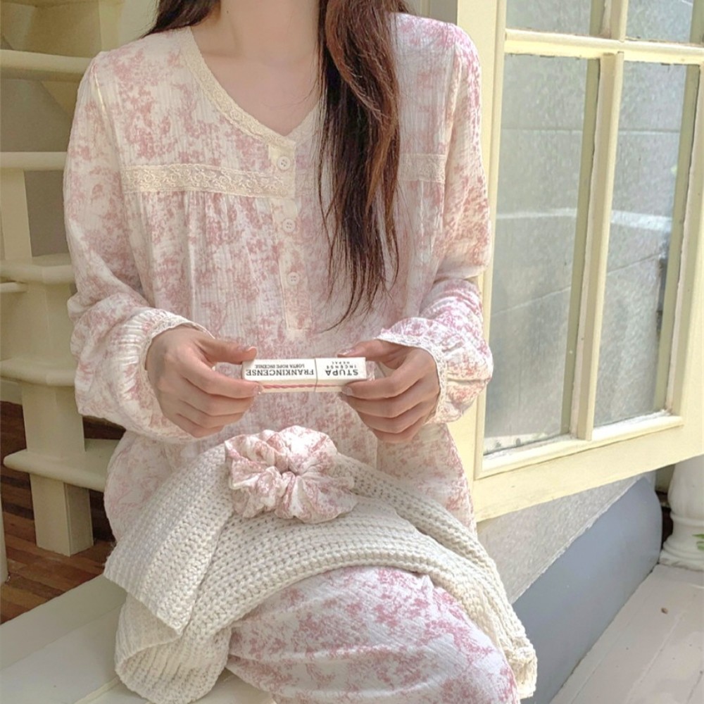 수면잠옷 겨울 원피스잠옷 순면 긴팔 공주 우정 파자마파티 면 - 상세 이미지 2