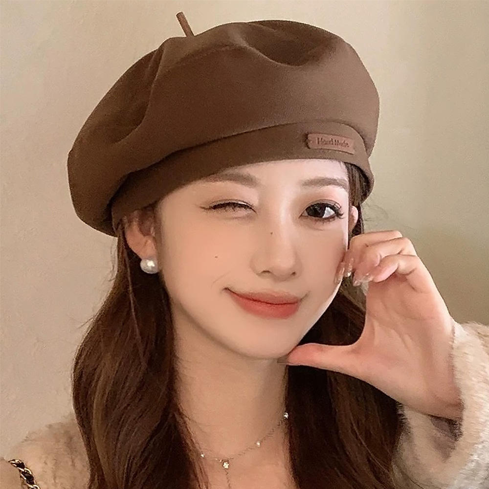 빵모자 트위드 여자 베레모모자 빵떡 베레 겨울 만두 화가 카페 이미지 7