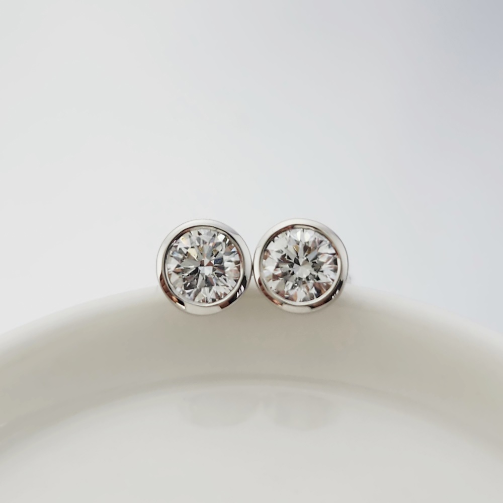 랩그로운 다이아몬드 베젤 1부2부 다이아 피어싱 귀걸이