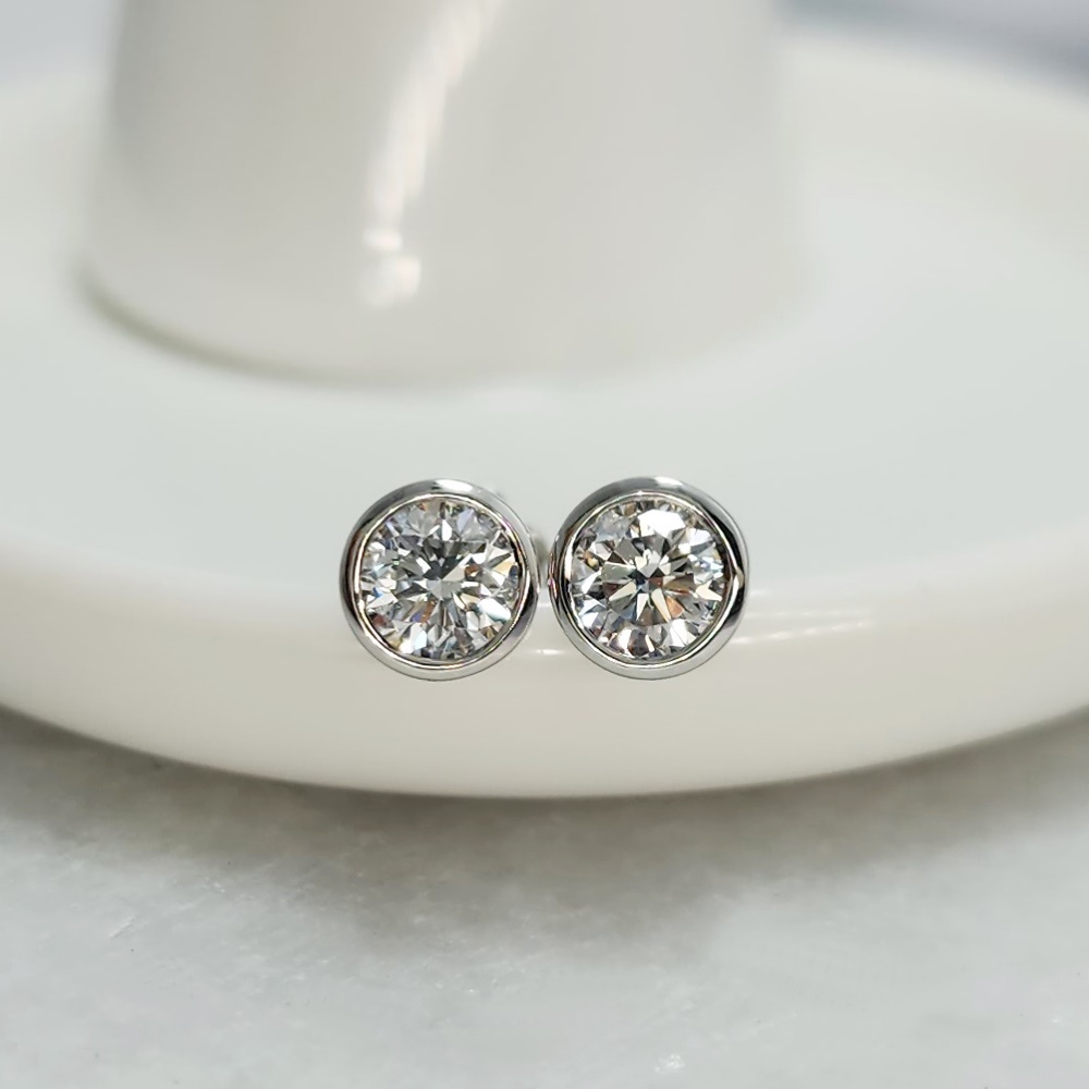 랩그로운 다이아몬드 베젤 1부2부 다이아 피어싱 귀걸이