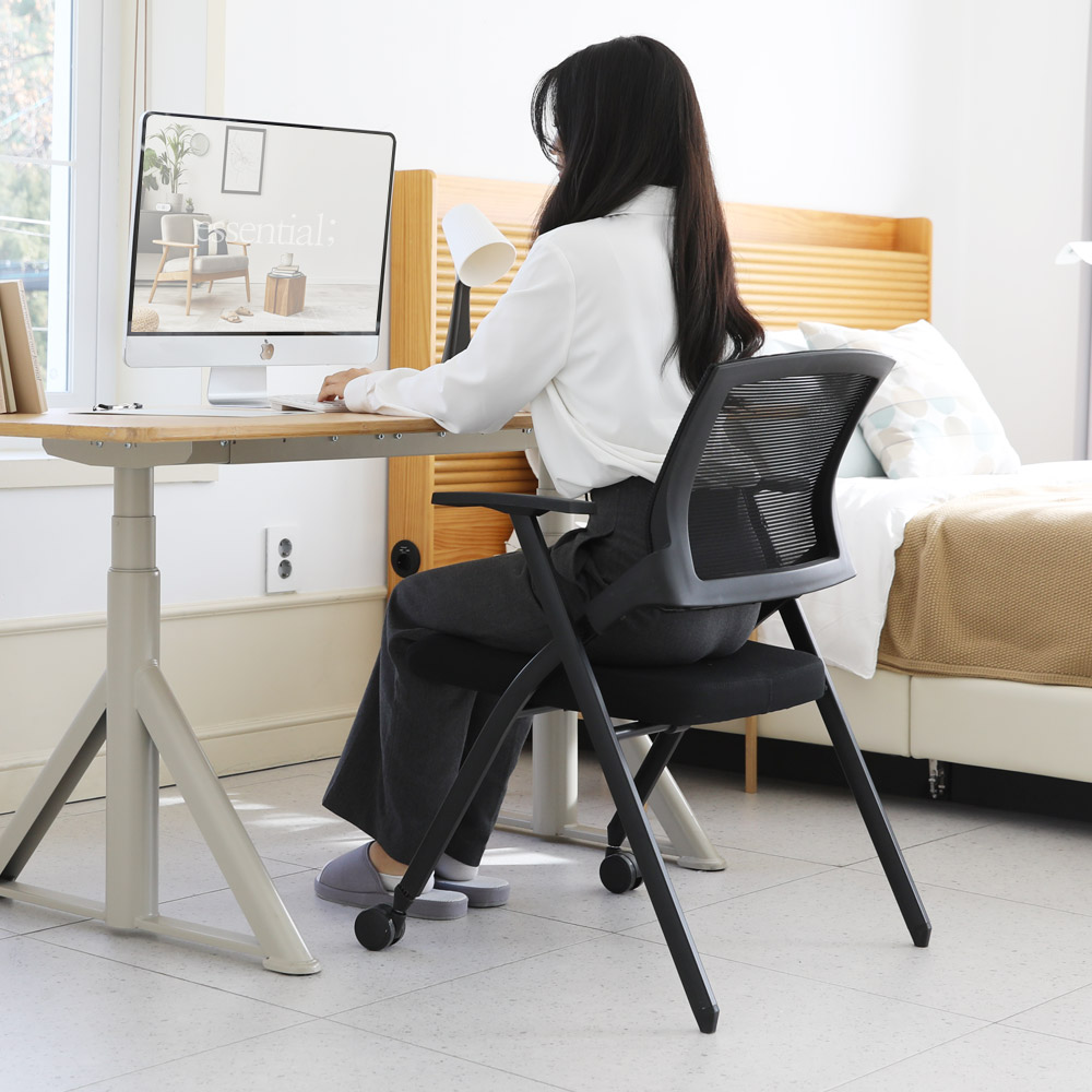 린백토리 포커스 LTY100S 학생 바퀴없는 허리 편한 공부 책상 사무실 회의실 접이식 메쉬 의자