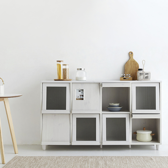 필몬 수납장 8문 NFM90159F 가로형 1590x445x920mm, 2단, 화이트파인베니어 7562.7969 - 상세 이미지 5