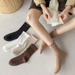 브라우니 골지 프릴 가을 겨울 여성 데일리 브라운 중목 양말 솔직 후기 | 실사용자 리뷰 분석 - 상품 이미지 2