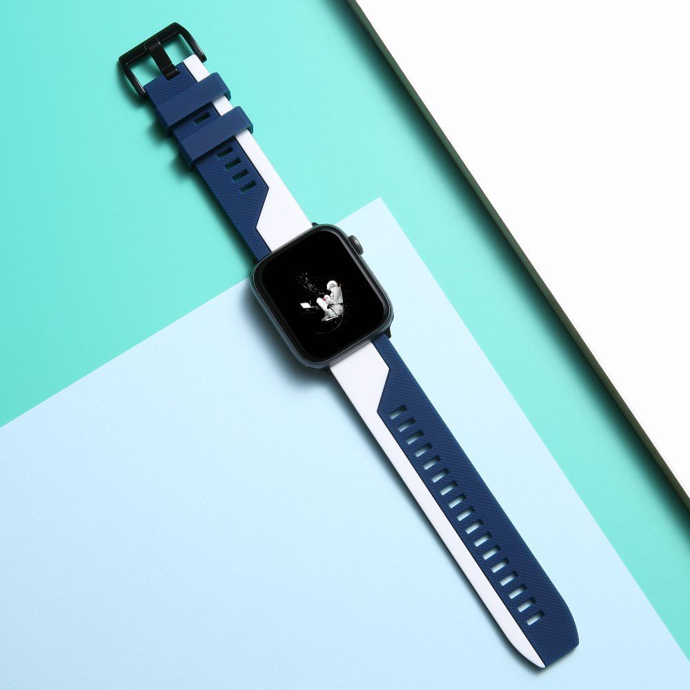 애플워치 10세대 스트랩 스포츠 투톤 컬러 실리콘 밴드 흰색과 검정색 40mm (iwatch4/5/6/se 세대) - 상세 이미지 2