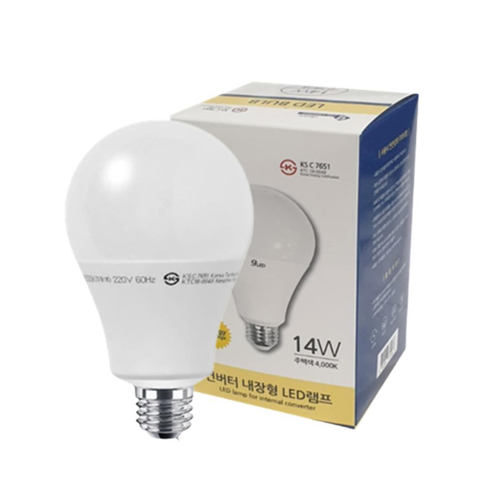 LED벌브 14W 주백색 4000K 전구 컨버터내장형 E26 26mm 아이보리색 램프