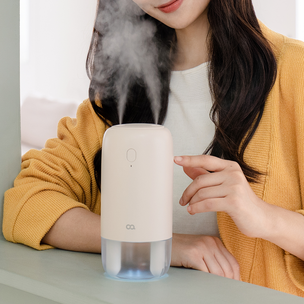 오아 라운드 미니 듀얼 무선 가습기 휴대용 사무실 탁상용 책상 차량 USB 텀블러 충전식