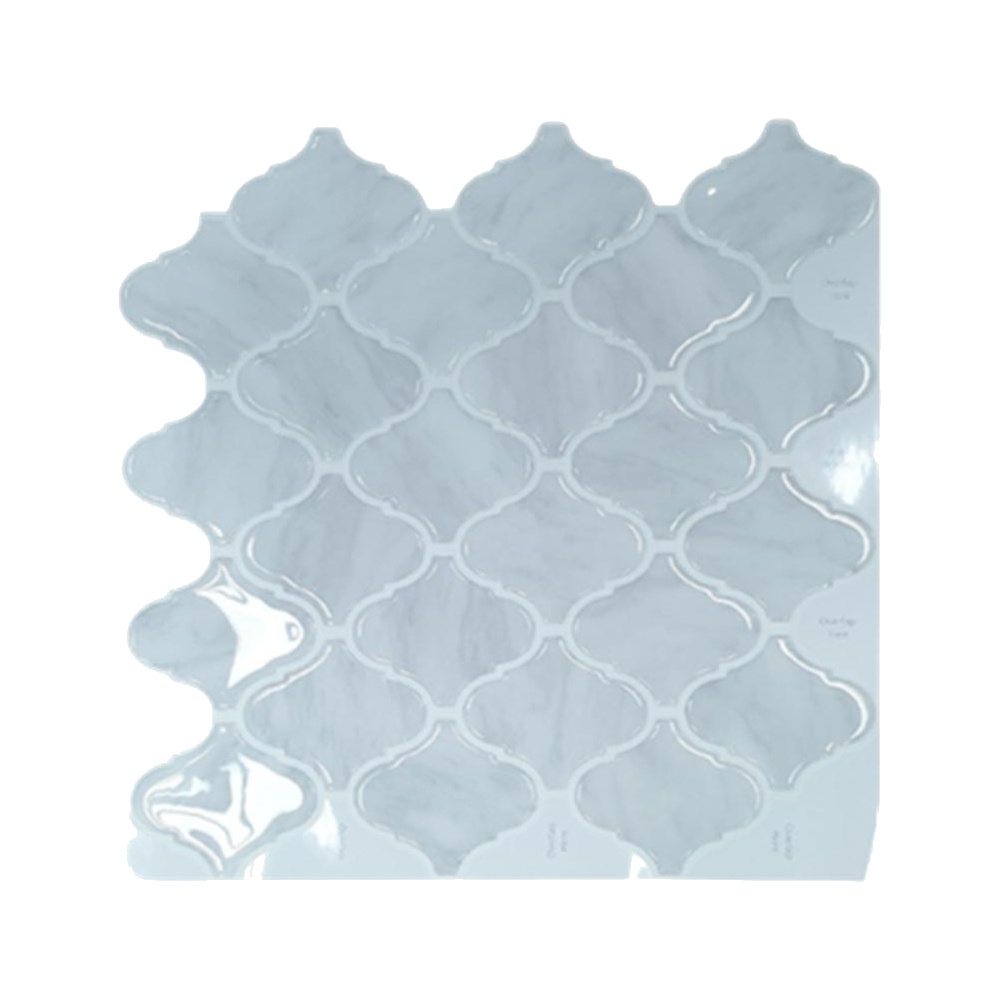 3D 입체 타일스티커 데코시트지 후면접착 생활방수 254x254mm, 백색회색 큰다마스크