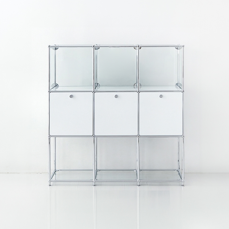 심플리 3x3 유리 수납장 3문 MD068 1160mmx405mm1180mm, 화이트 1208.3402 - 메인 이미지