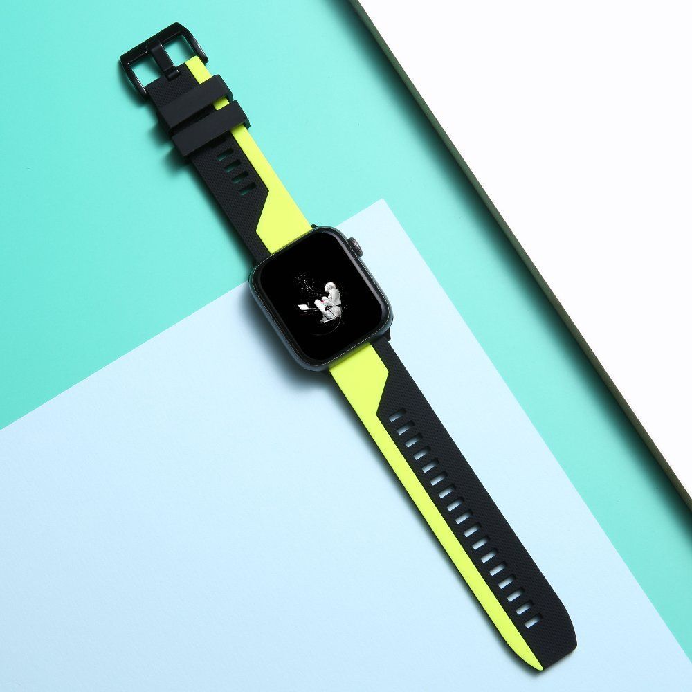 애플워치 10세대 스트랩 스포츠 투톤 컬러 실리콘 밴드 흰색과 검정색 40mm (iwatch4/5/6/se 세대) - 상품 이미지