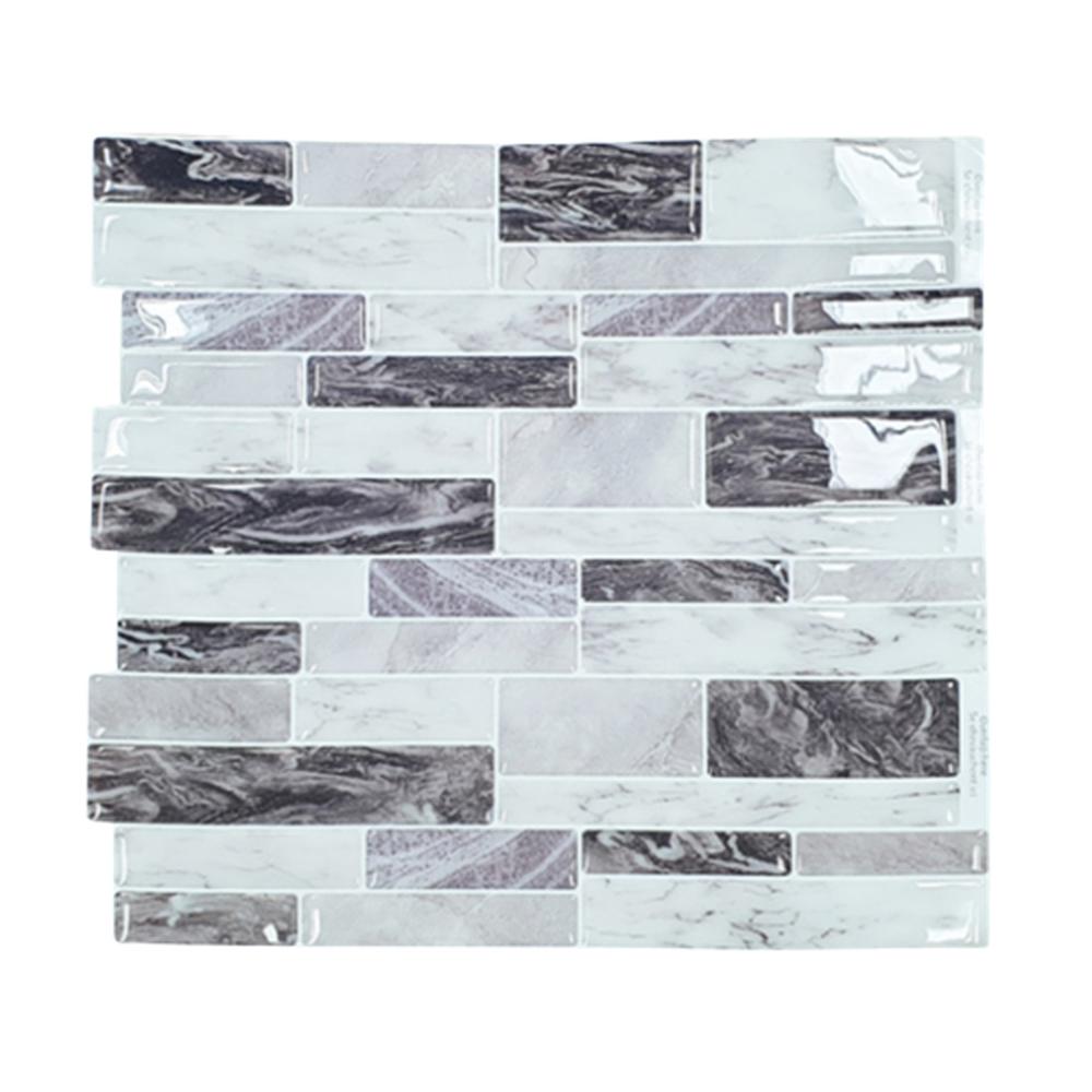 3D 입체 타일스티커 데코시트지 후면접착 생활방수 254X254mm, 회색암고동 랜덤직사각벽돌