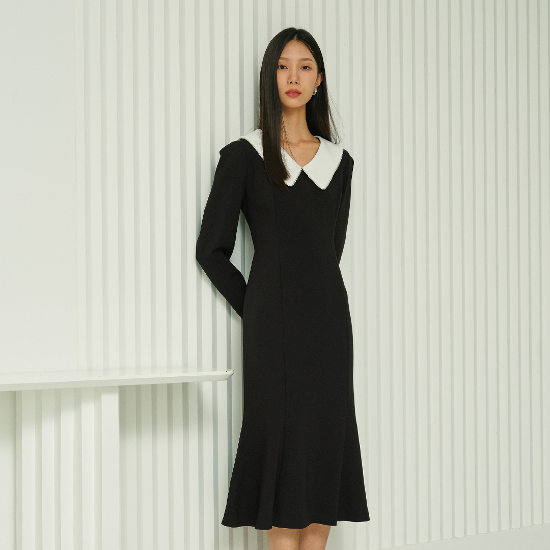ARISA white collar mermaid dress_black 제품 이미지