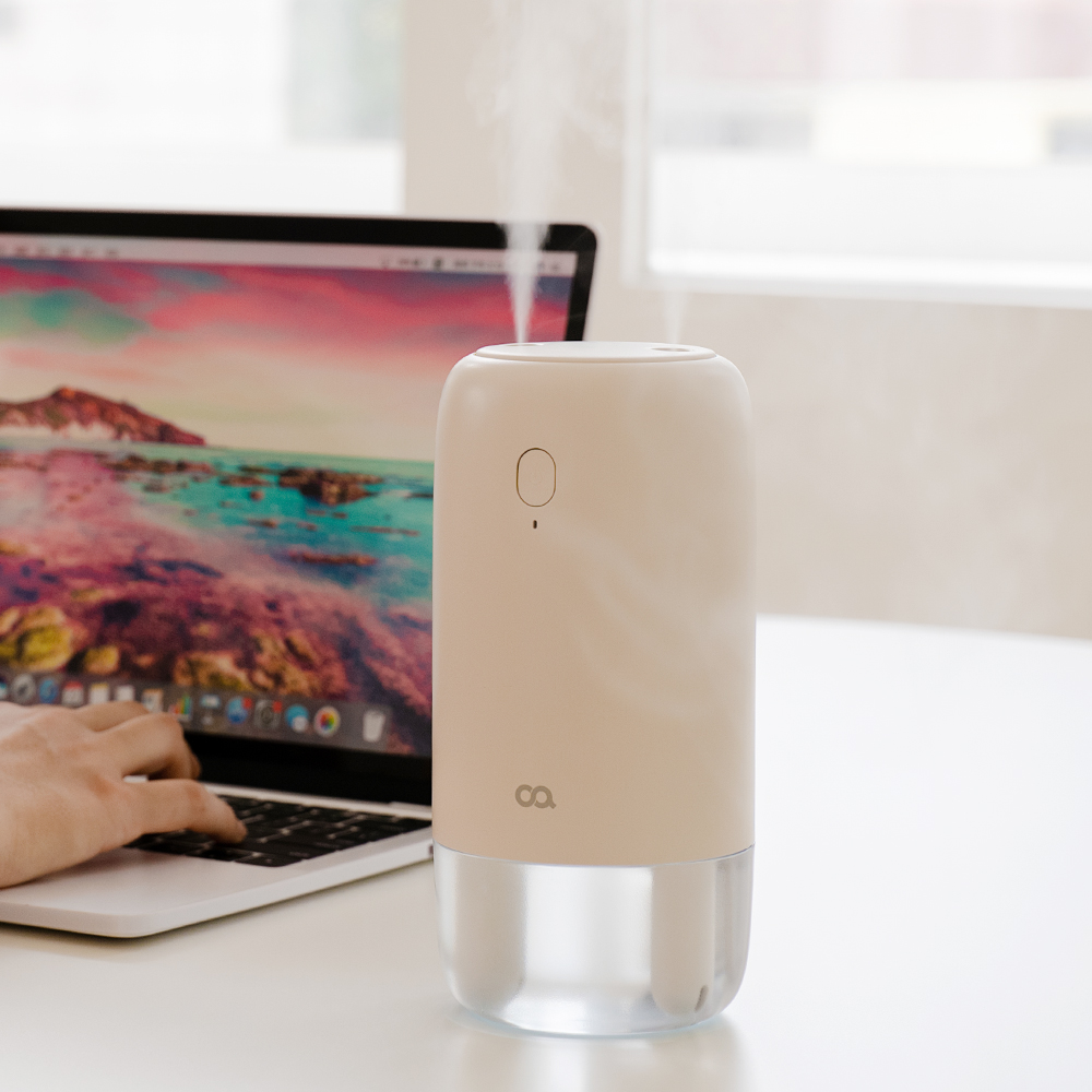 오아 라운드 미니 듀얼 무선 가습기 휴대용 사무실 탁상용 책상 차량 USB 텀블러 충전식