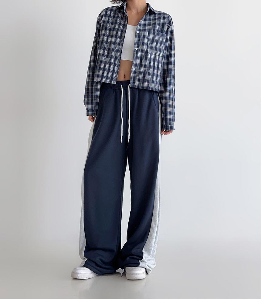 로라벨 모니 기모바지 트레이닝 팬츠 와이드 조거 밴딩 코튼 겨울 벌룬 츄리닝 트랙 키작녀 - 상세 이미지 2