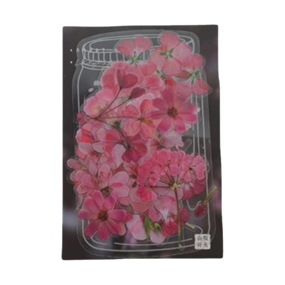 빈티지 다꾸 스티커 씰 압화 꽃 디자인 40P 핑크, 1매