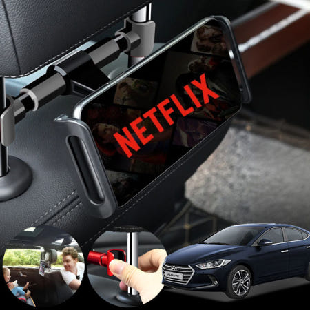 에스모터스 아반떼AD(15~) 자동차 뒷좌석 헤드레스트 휴대폰 거치대 태블릿 홀더 블랙 1개