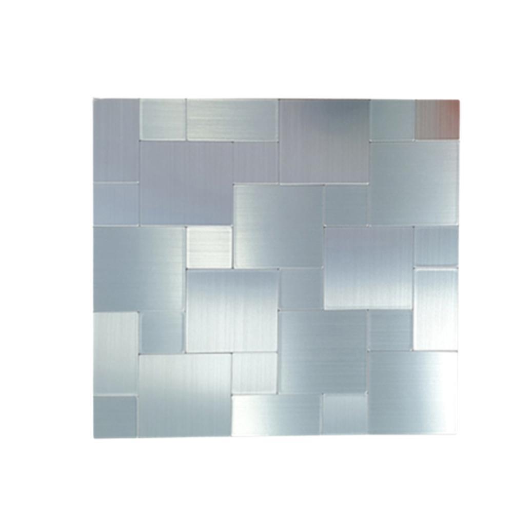 3D 입체 타일스티커 데코시트지 후면접착 생활방수 두꺼운4T 305x305mm, 은색메탈 랜덤사각