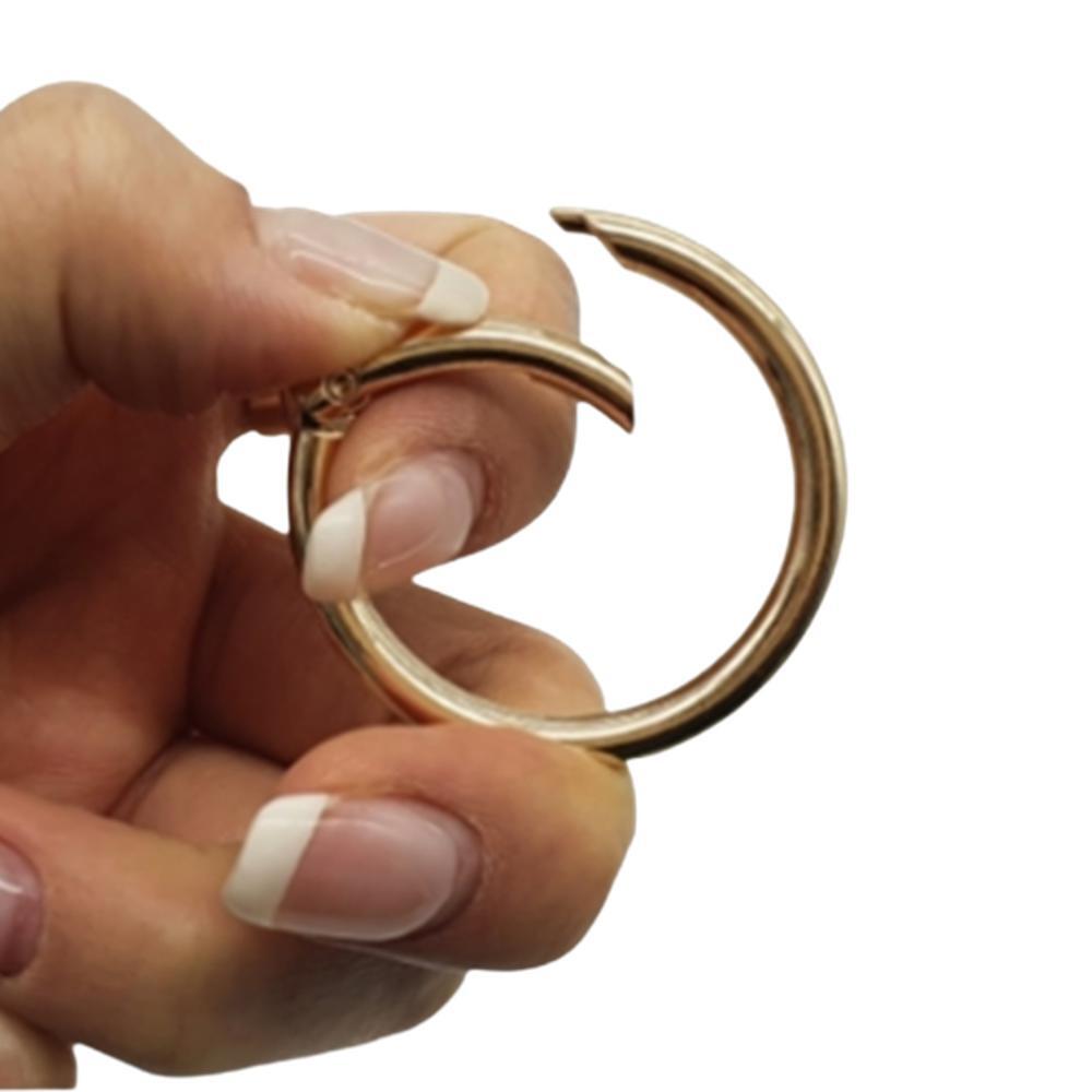 아연합금 열쇠고리 부자재 키링 원형링 원터치 자동잠금 지름 40mm 우아 유광 골드