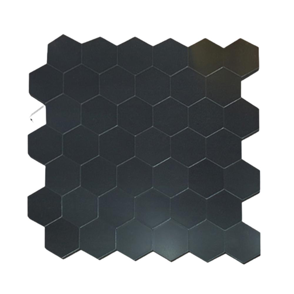 3D 입체 타일스티커 데코시트지 후면접착 생활방수 두꺼운4T 305x305mm, 검정무광 육각벌집
