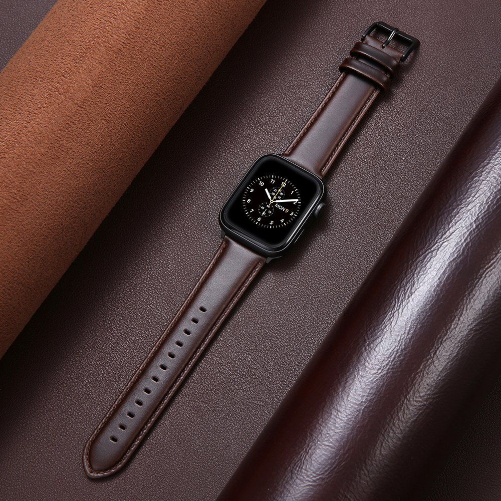 애플워치10 10세대 가죽 스트랩 브라운 패턴 손목 밴드 검은색 40mm(iwatch4/5/6/se 세대) - 상세 이미지 3