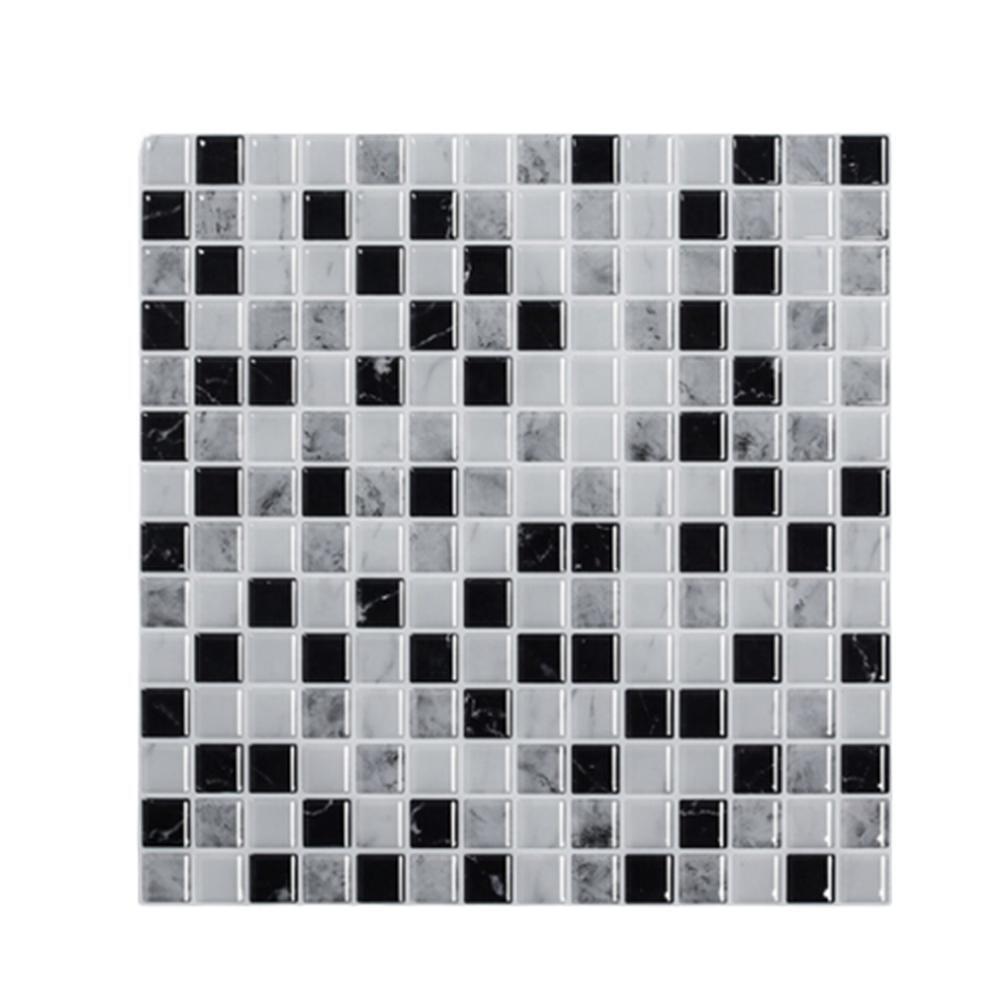 3D 입체 타일스티커 데코시트지 후면접착 생활방수 254X254mm, 검정회색 랜덤바둑판