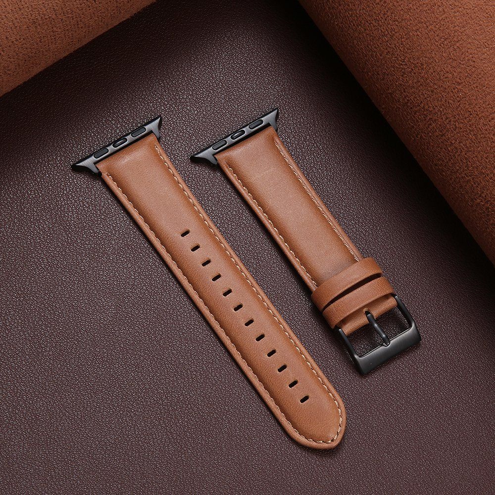 애플워치10 10세대 가죽 스트랩 브라운 패턴 손목 밴드 검은색 40mm(iwatch4/5/6/se 세대) - 상세 이미지 5