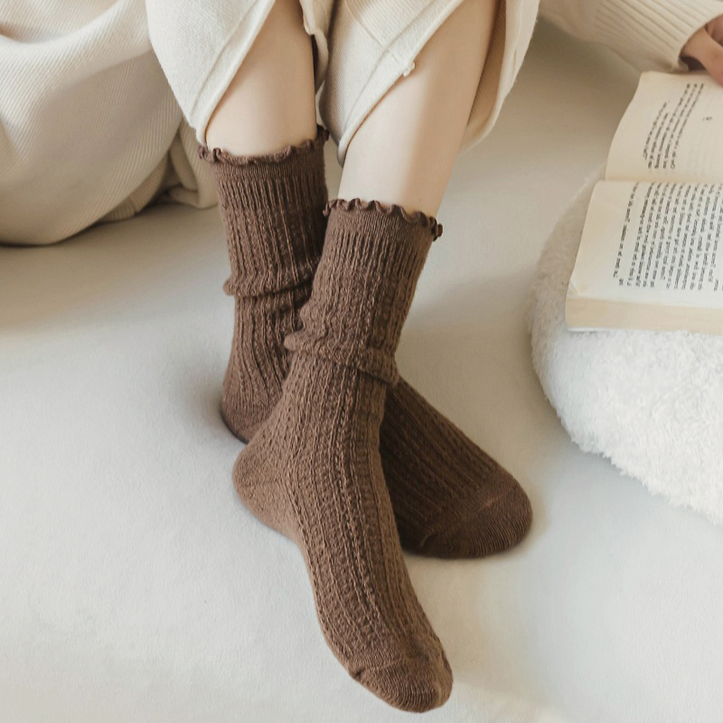 폭신 무압박 임산부 산모 조리원 양말 가을 겨울 여성 부드러운 프릴 장목 - 상세 이미지 2