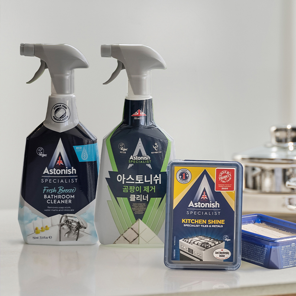 [본사] 아스토니쉬 곰팡이제거 +배스룸클리너+찌든때 키친샤인 클리너 3종 세트