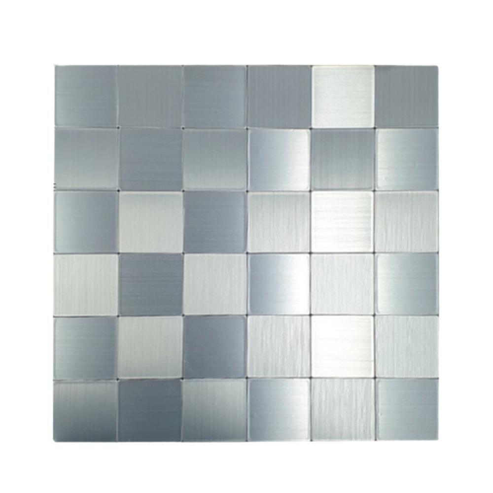 3D 입체 타일스티커 데코시트지 후면접착 생활방수 두꺼운4T 305x305mm, 은색메탈 바둑판