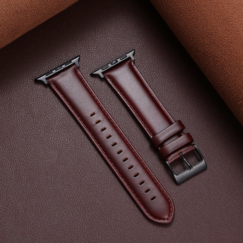 애플워치10 10세대 가죽 스트랩 브라운 패턴 손목 밴드 검은색 40mm(iwatch4/5/6/se 세대) 이미지 7