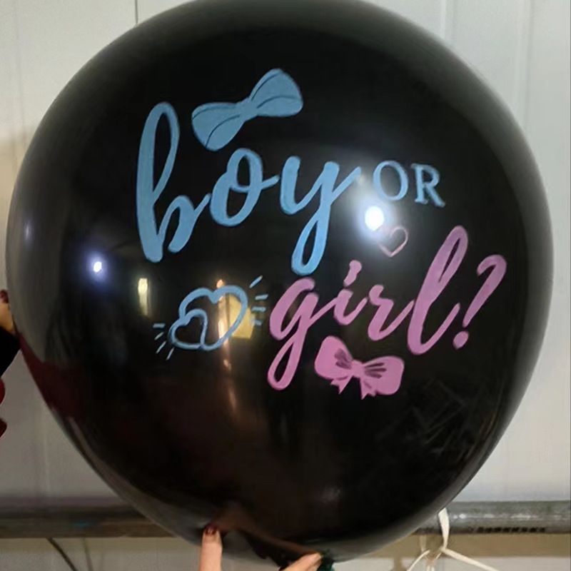 젠더리빌 풍선 DIY 세트 아기 성별 공개 확인 파티 베이비샤워 소품 블랙 컨페티 대형
