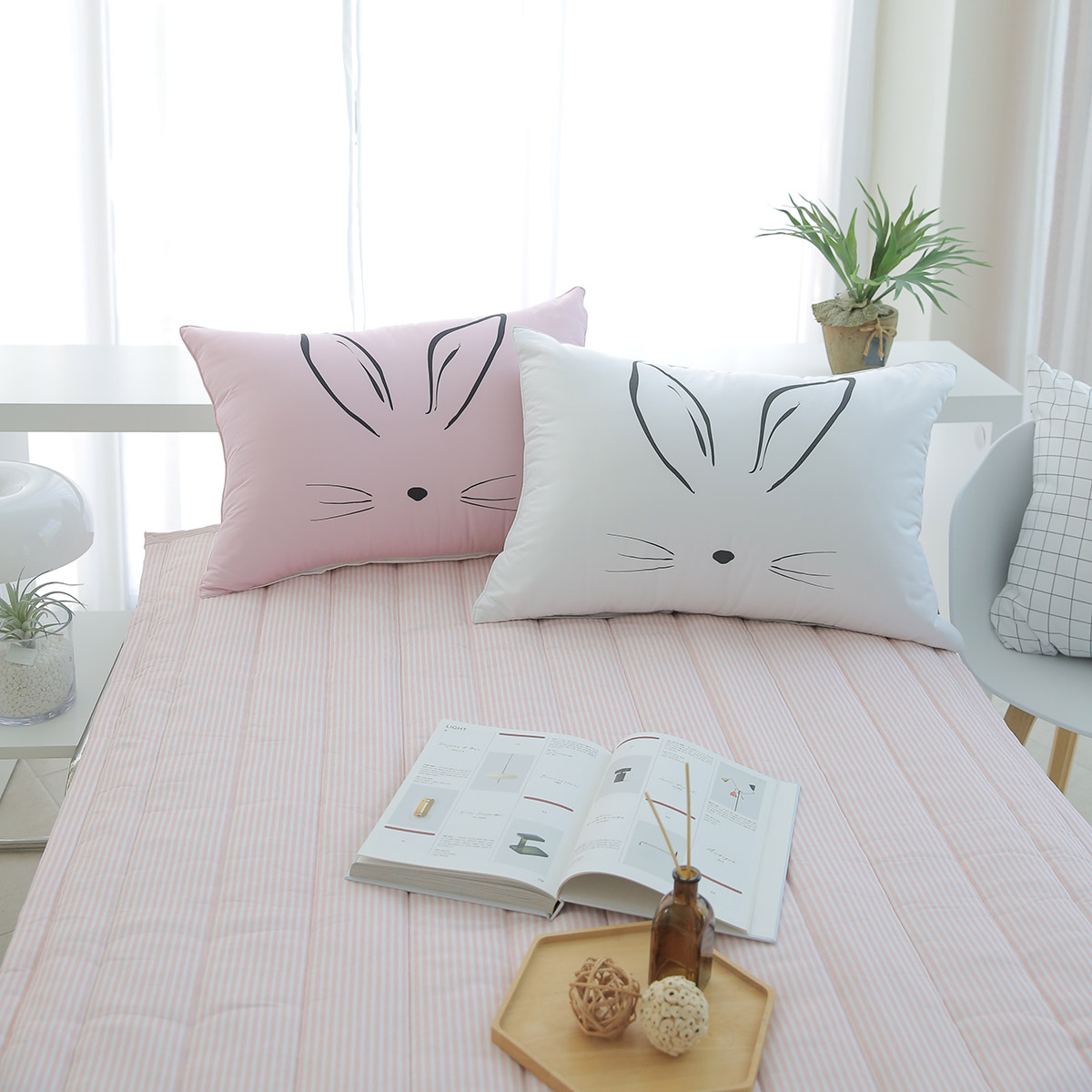 이불패드 침대패드 스트라이프 알러지케어 고정밴드 SS