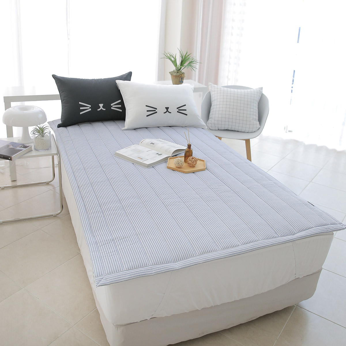 이불패드 침대패드 스트라이프 알러지케어 고정밴드 SS