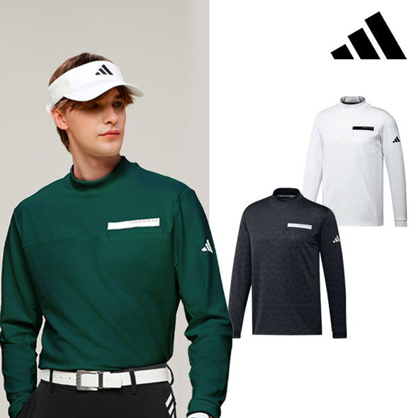 아디다스 가을 간절기 자카드 UV케어 남성 긴팔 반목 티셔츠 남자 골프웨어